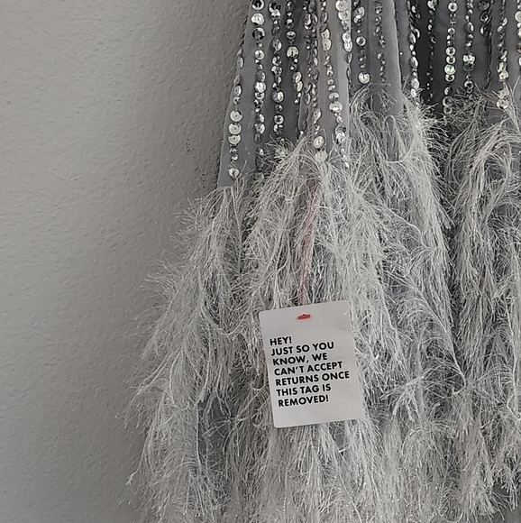 NWT ASOS Size 4 US Sequin Cami Mini Dress with Faux Feather Hem in Ice Blue - Picture 7 of 15